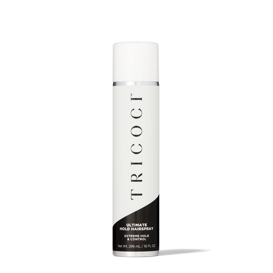 Tricoci Ultimate Hold hairspray benefit icon showing strong hold visual representation